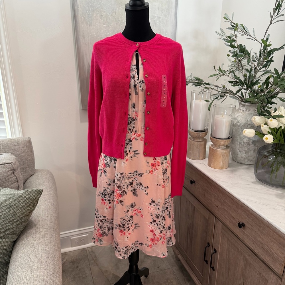 NWT Gap Bright Pink Cardigan Sweater 100% Cotton - Picture 6 of 7